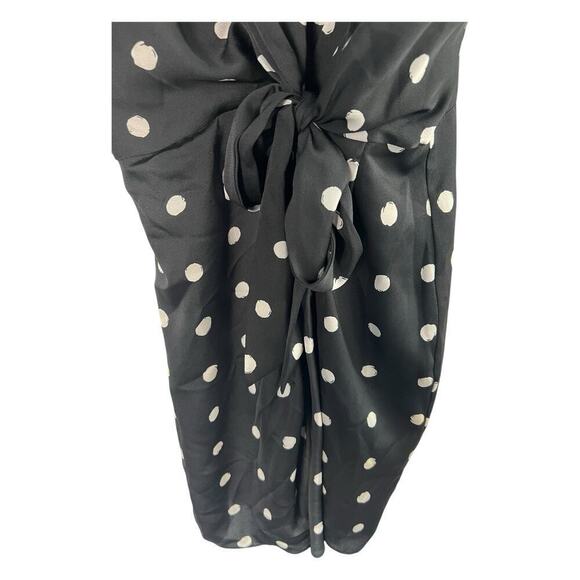 Shona Joy Avery Knot Front Mini Dress Womens 4 Black White Polka Dot Sleeveless - Picture 6 of 9
